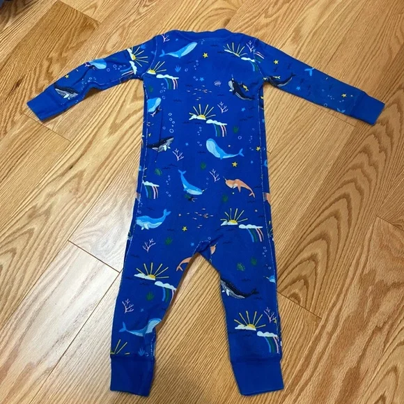 Hanna Andersson | organic sleeper ocean print zip up pjs 2T - Picture 3 of 4